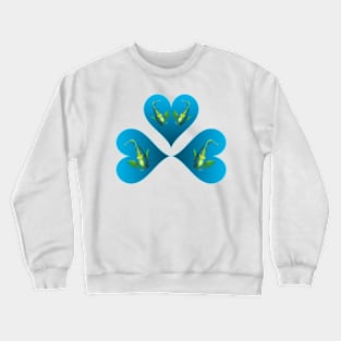 Angelfish | Three hearts in blue for a fish in motion | White background | Crewneck Sweatshirt